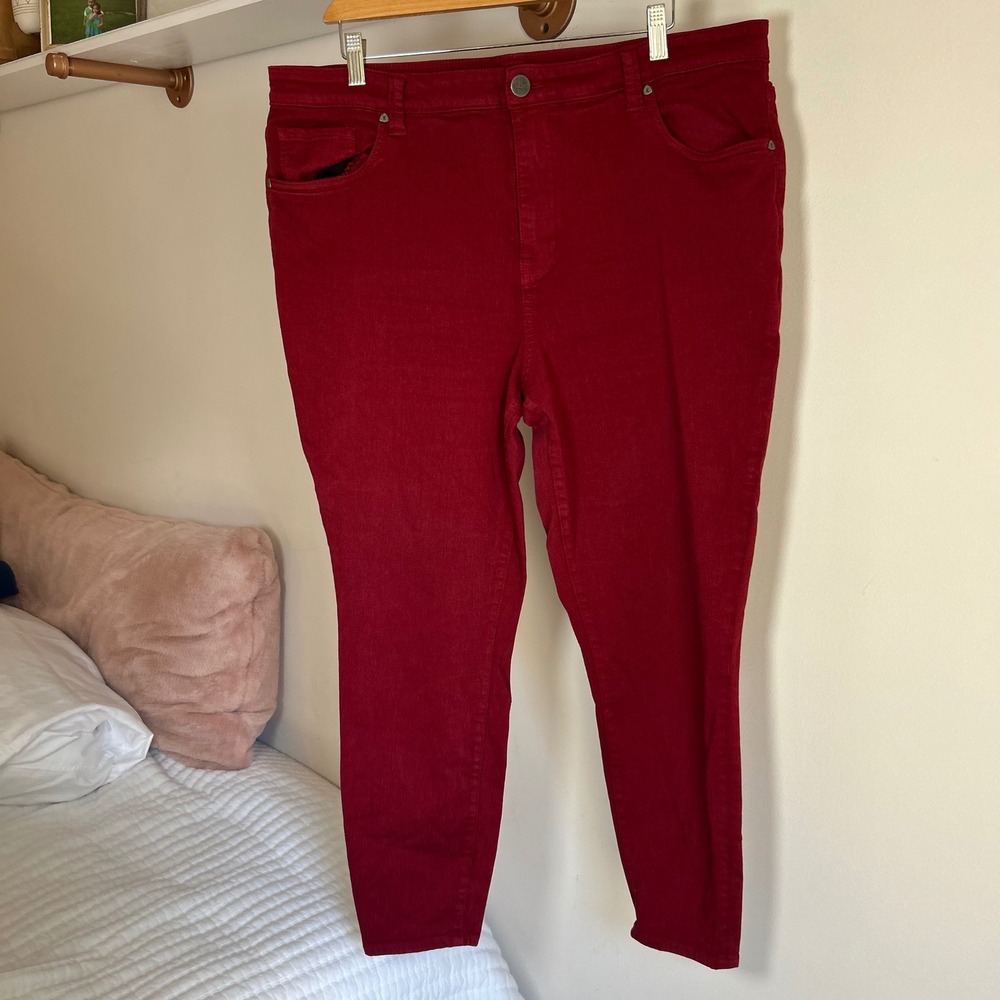 Kut from the Kloth High Rise Ankle Skinny‎ Jeans Burgundy Red Womens 18W